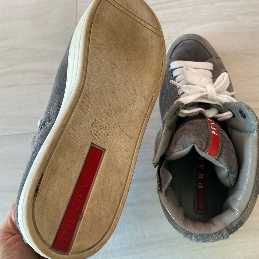 Prada Grey Suede lace up high top sneakers. Size 37.5 - Picture 7 of 8